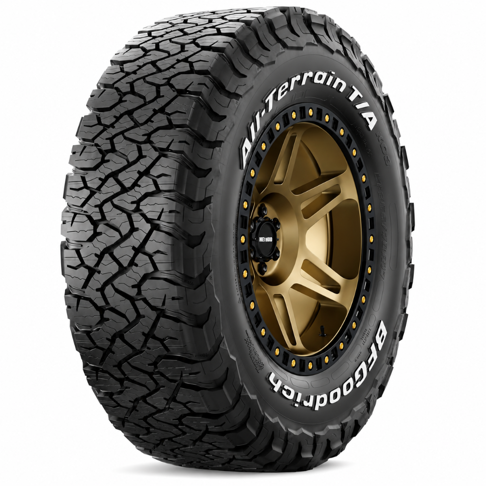 BFGoodrich 88627 All-Terrain T/A KO3 tire mounted on a bronze off-road wheel