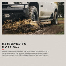 Load image into Gallery viewer, BFGoodrich All-Terrain KO3 37x12.50R18 tire sidewall view
