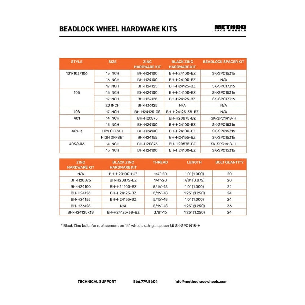 Method BH-H24125-BZ Beadlock Hardware Kit 5/16 18x1.25 in 24 Piece, Detail View 2