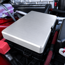 Load image into Gallery viewer, Billet Technology 300168 billet fuse box cover installed in Dodge Charger and Challenger engine bay