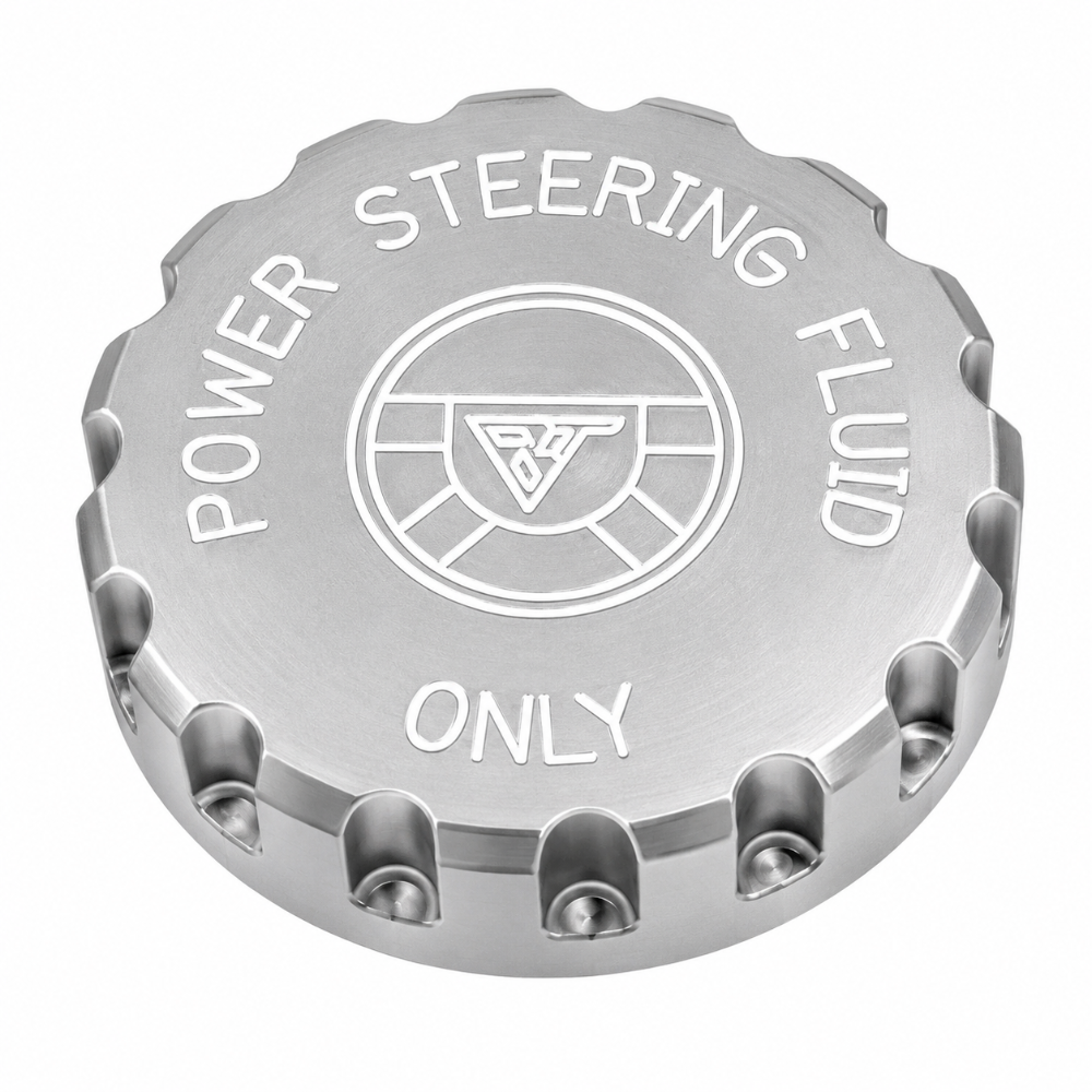 Billet Technology 30017 billet aluminum power steering cap, Standard Engrave finish, for 2005-2010 Charger, 300, Magnum, Challenger, Chrysler 200 and Grand Cherokee SRT8