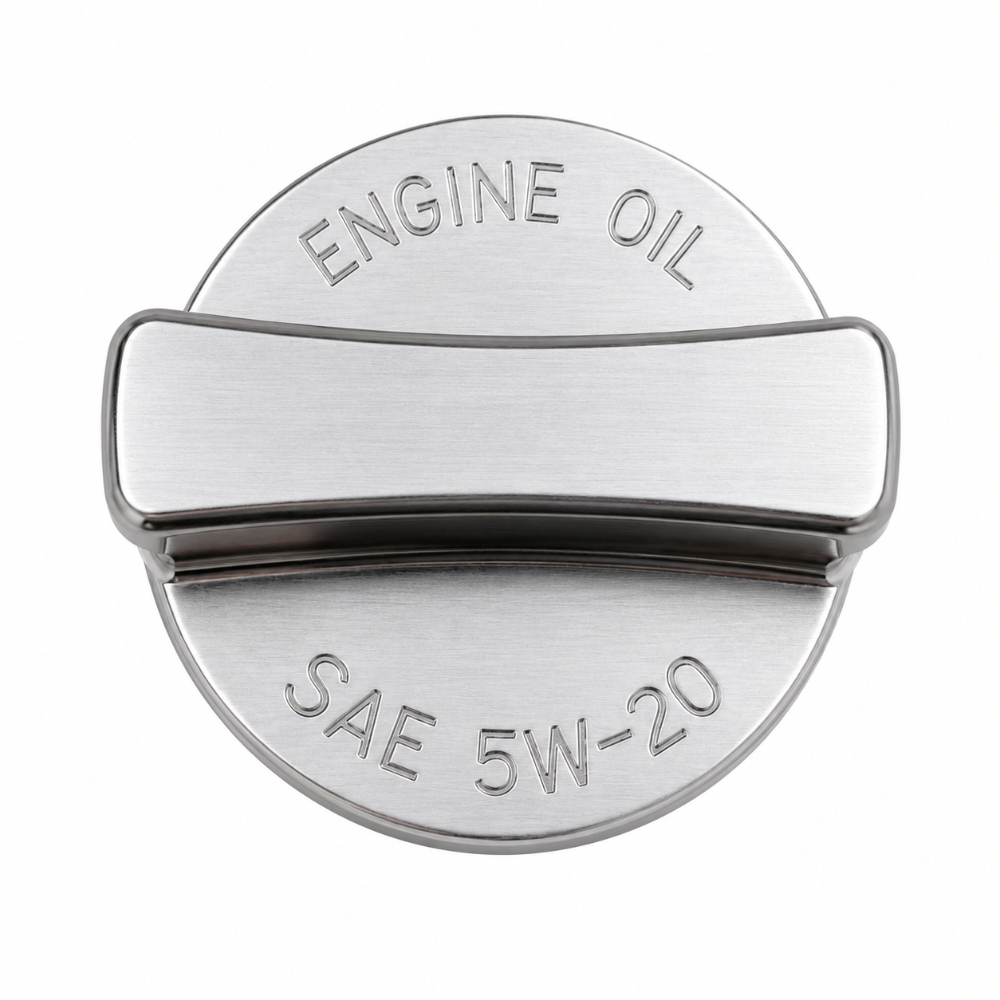 Billet Technology 3008 oil cap cover for Dodge Jeep Chrysler and Ram engines in satin raw aluminum