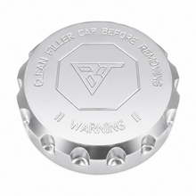 Load image into Gallery viewer, Billet Technology 3023 brake fluid reservoir cap cover for Dodge Jeep Chrysler and Ram vehicles in satin aluminum
