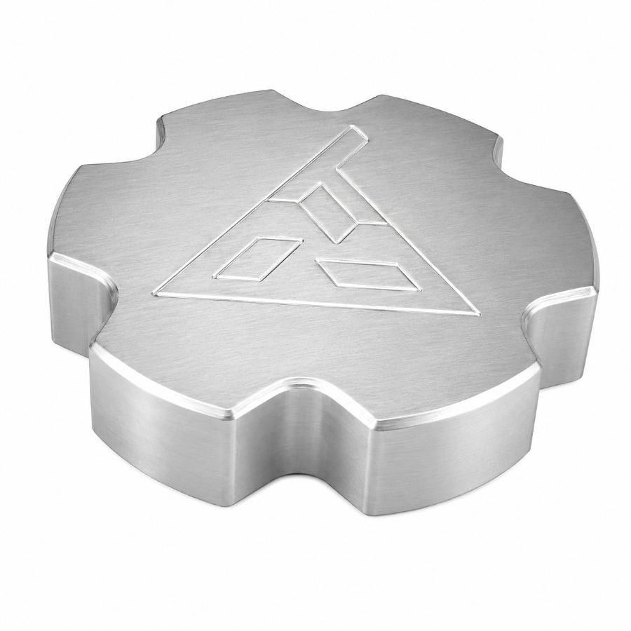Billet Technology BT logo billet power steering reservoir cap made from 6061-T6 aircraft-grade aluminum