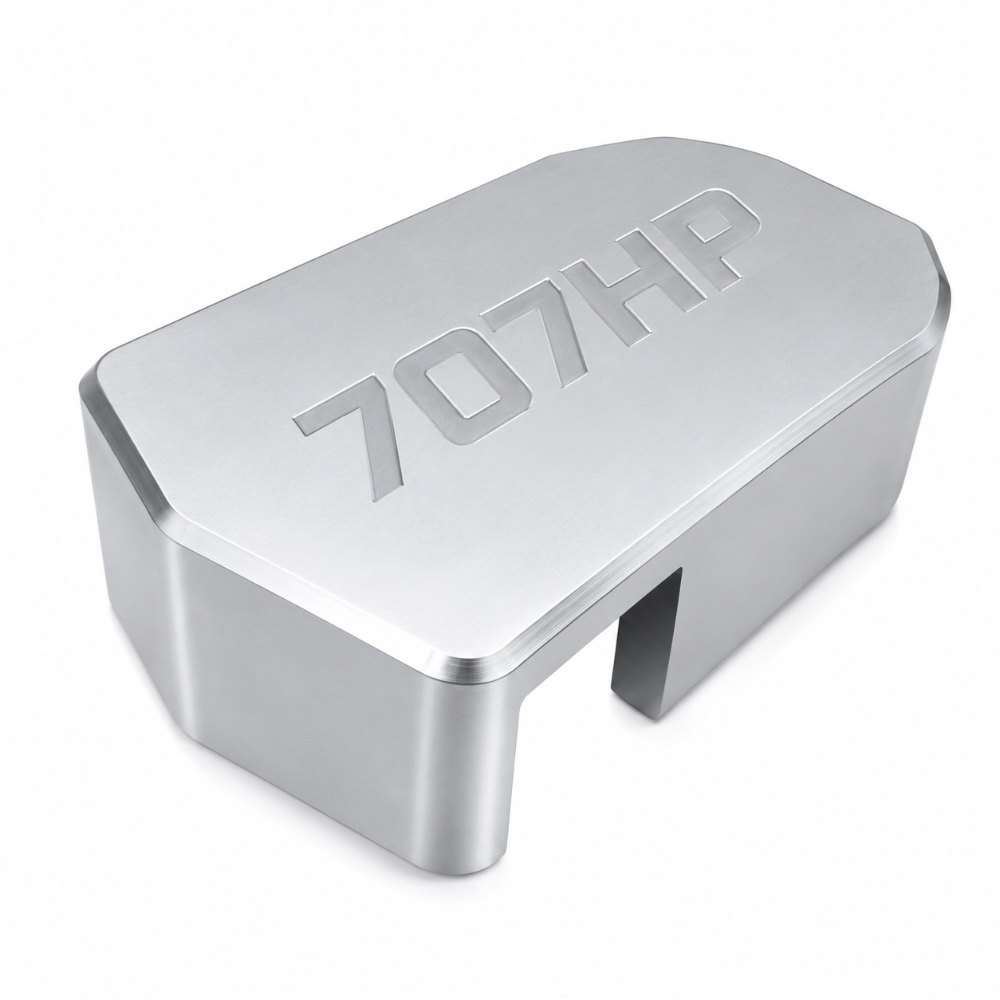 Billet Technology bypass valve cover with 707HP engraving for Dodge Challenger and Charger Hellcat