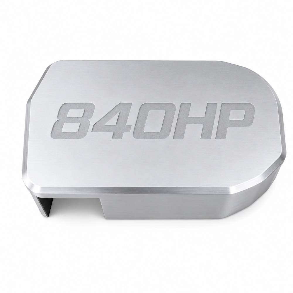 Billet Technology bypass valve cover with 840HP engraving for Dodge Challenger SRT Demon