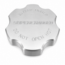 Load image into Gallery viewer, Billet Technology supercharger coolant cap for 2018-2021 Jeep Grand Cherokee Trackhawk in satin billet aluminum