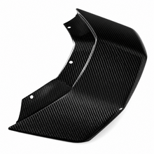 Load image into Gallery viewer, Upper surface of the twill carbon roof scoop inlet with three mounting holes along the inner edge