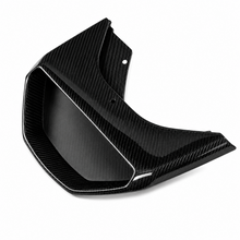 Load image into Gallery viewer, Underside of the carbon fiber roof scoop inlet showing the matte black inner duct wall and mounting tabs