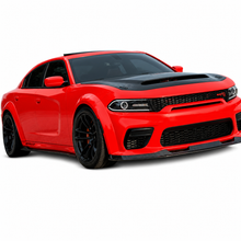 Load image into Gallery viewer, Close-up of Black Ops front lip splitter installed on Dodge Charger Widebody