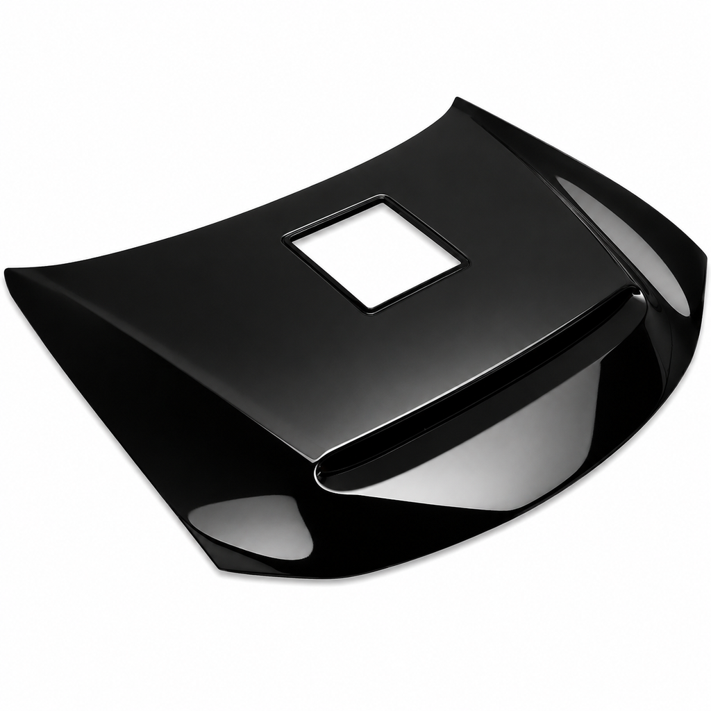 Black Ops Demon Window Hood showing carbon fiber finish for Dodge Charger