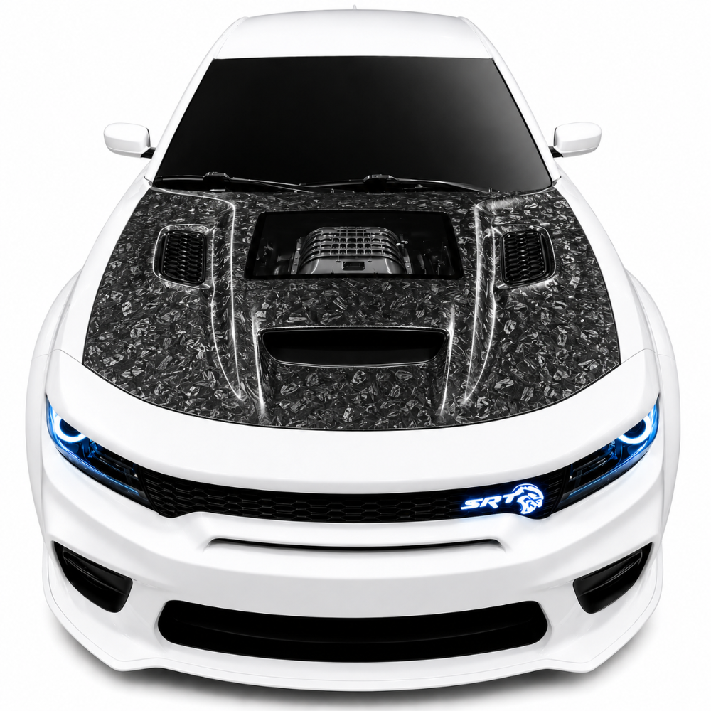 Black Ops Auto Works carbon fiber window hood for 2015-2023 Dodge Charger with OEM-style fitment