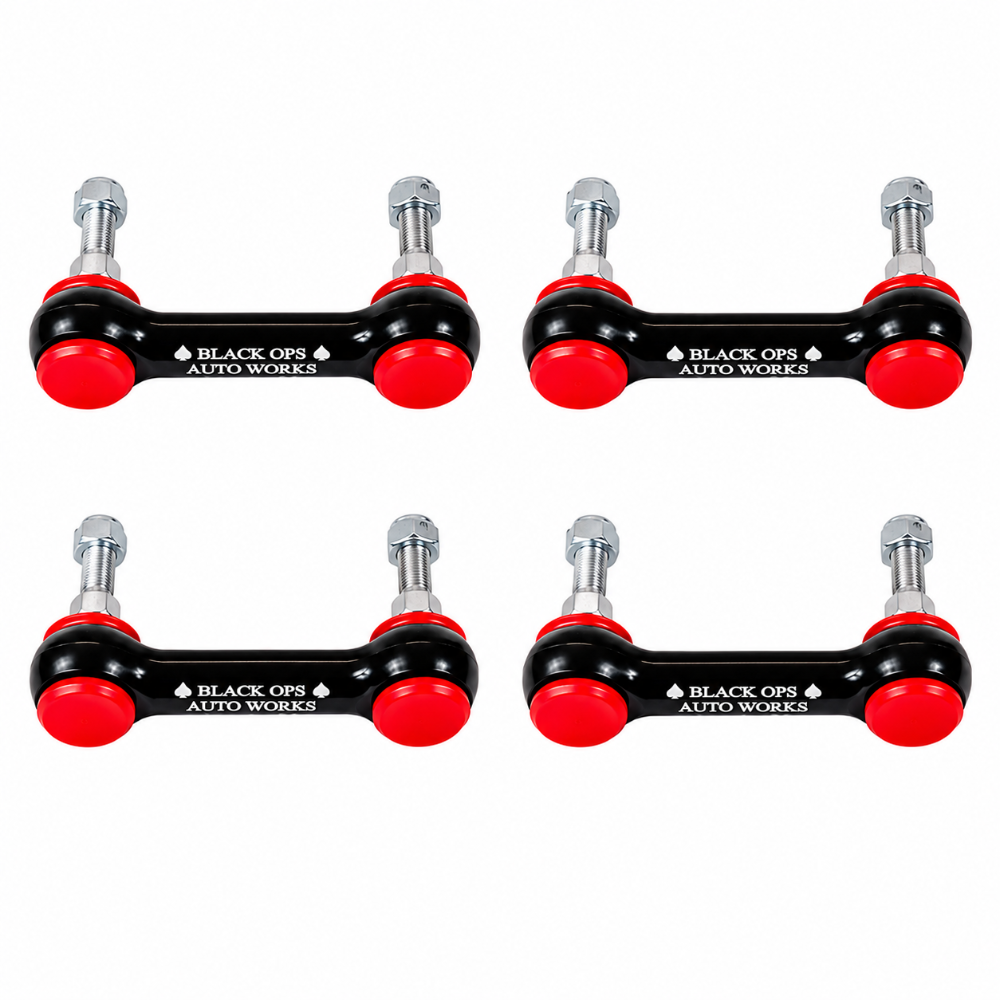 Black Ops Auto Works billet aluminum sway bar endlinks for 2017-2026 Dodge Durango with red urethane bushings