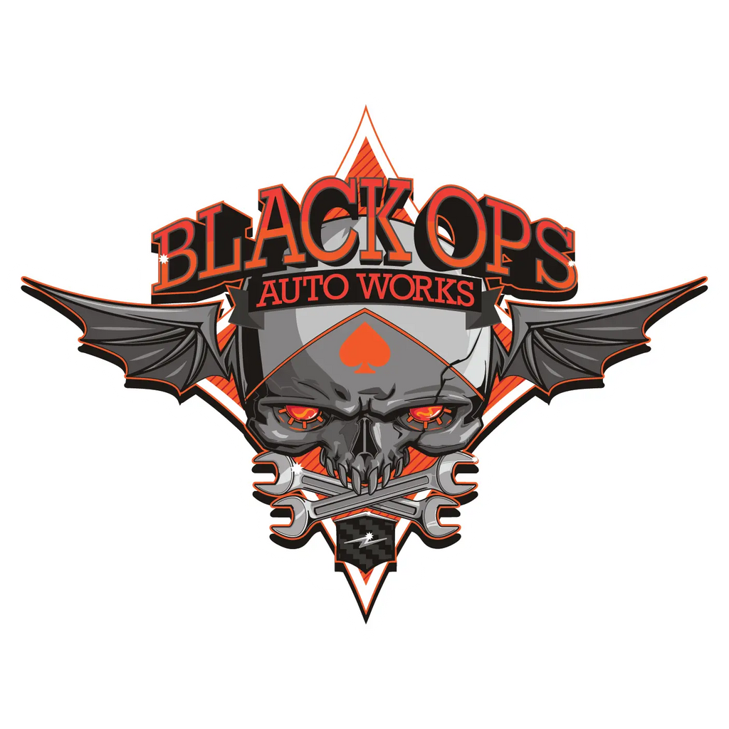 Black Ops Flyer Logo: Orange - Black Ops Auto Works