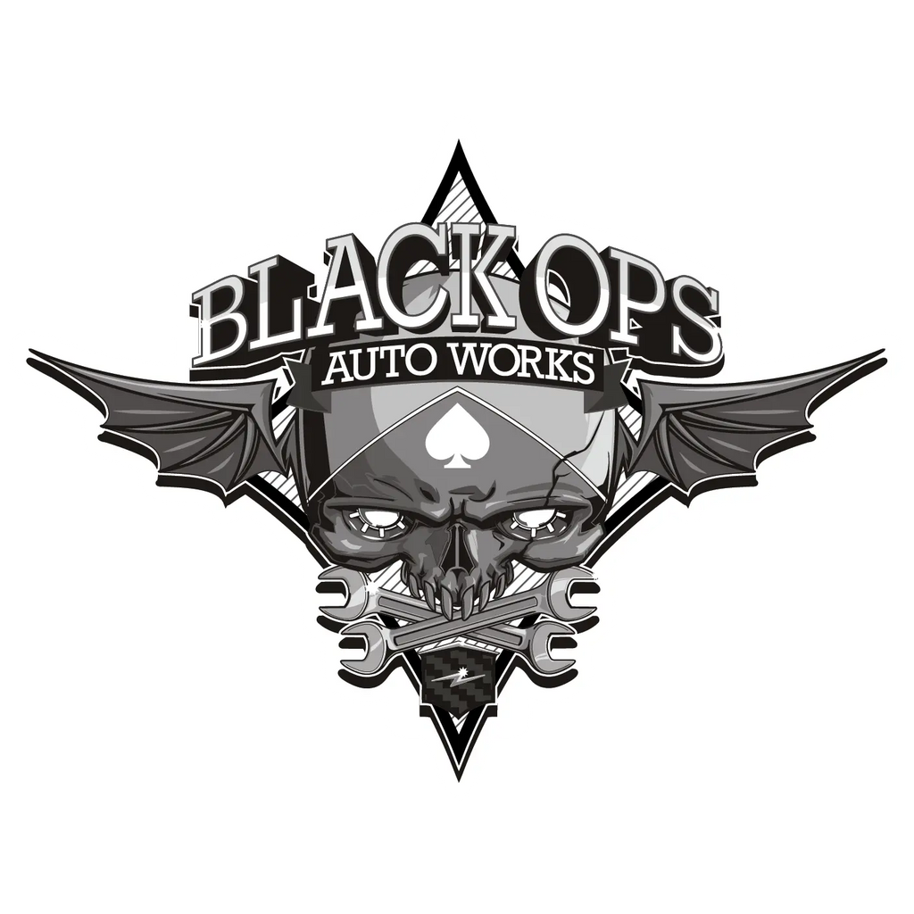 Black Ops Flyer Logo: WHITE - Black Ops Auto Works