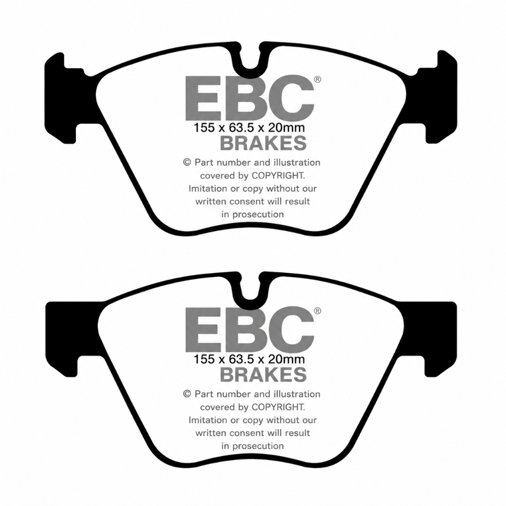 Front performance brake pads for BMW 128i with high-friction EBC Bluestuff compound