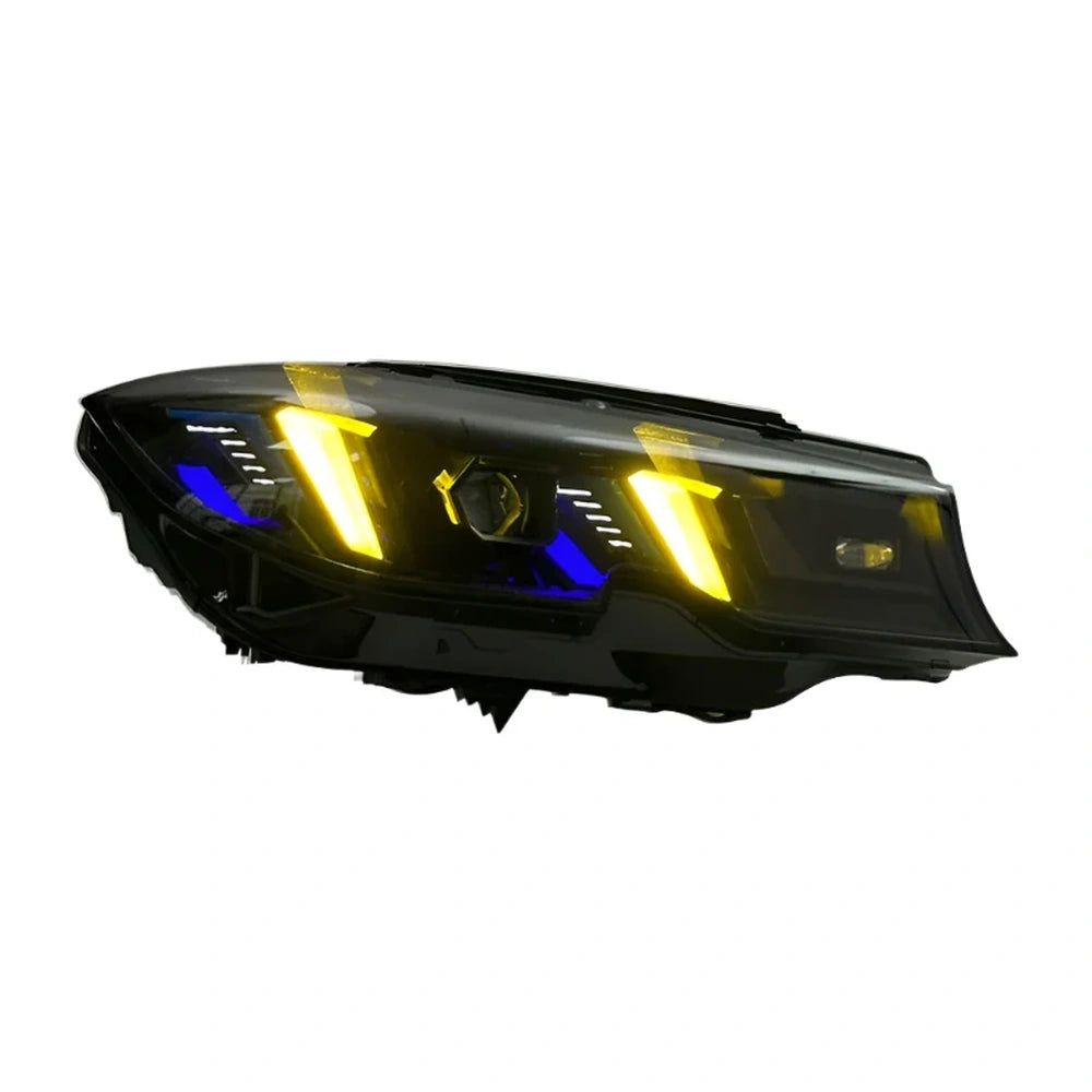 BMW G20 Complete Snake Eyes Style CSL Yellow/White LED Headlights (2019 - 2022 Non - BayOptiks -SNAKE-EYES-CSL-LED-SHADOWLINE