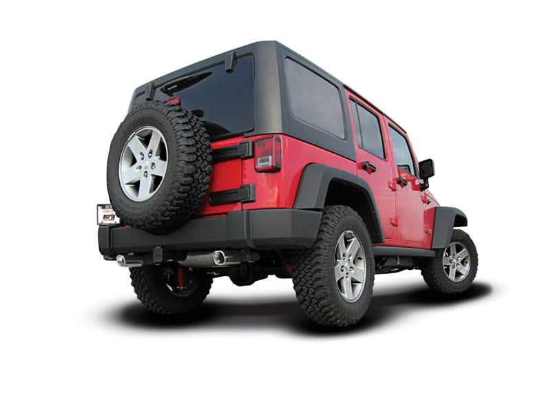 Borla 12-14 Jeep Wrangler JK 2Dr & 4Dr Rear Section ATAK Single Sqaure Rolled Angle-Cut Exit Exhaust-Borla-BOR11860