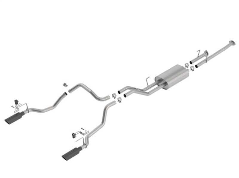 Borla 14-18 Toyota Tundra 4.6L/5.7L V8 AT 2&4WD Crew Max Cat-Back Touring Exhaust - Black Chrome Tip-Borla-BOR140638BC