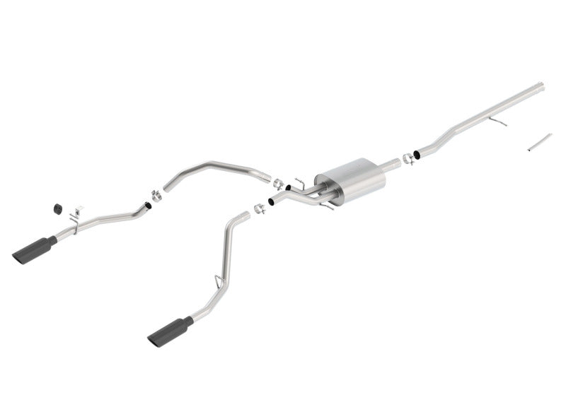 Borla 14 Sierra 1500 C/B S-Type Exh/2.75in Into Dual 2.25in Out 4in Split Rear Exit-Black Chrome-Borla-BOR140536BC