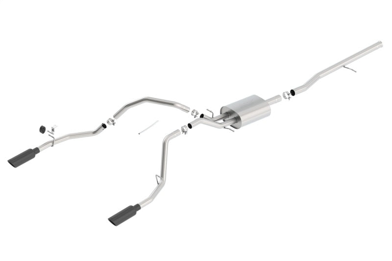 Borla 14 Silv/Sierra 1500 C/B Touring Exh/2.75in in muff 2.25inout 4inTIp SS Rear Exit-Black Chrome-Borla-BOR140535BC