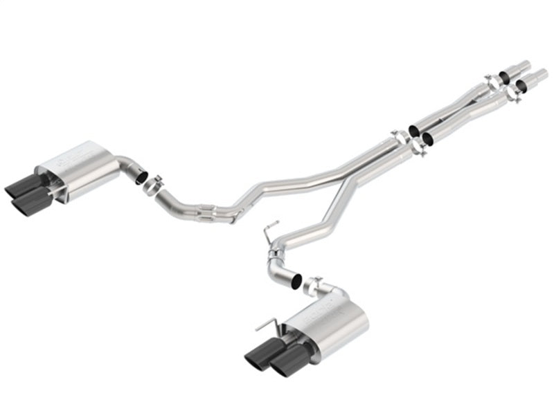 Borla 2018 Ford Mustang GT (A/T / M/T) 3in ATAK Catback Exhaust w/o Valves w/ Black Chrome Tips-Borla-BOR140746BC
