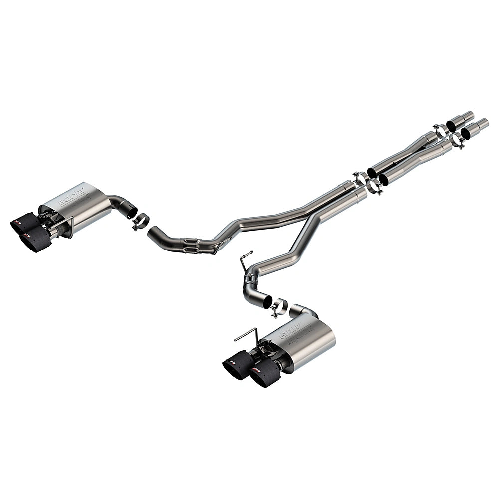 Borla 2024 Ford Mustang Dark Horse 5.0L V8 w/Active Exhaust ATAK Cat-Back Exhaust System - CF Tips-Borla-BOR140965CFBA