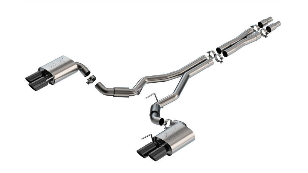 Borla 2024 Ford Mustang GT 5.0L V8 3 in ATAK Catback Non-Active Exhaust- Black Chrome Quad Tip-Borla-BOR140970BC