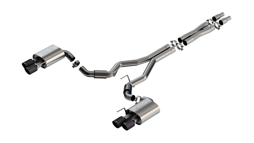 Borla 2024 Ford Mustang GT 5.0L V8 3 in ATAK Catback Non-Active Exhaust- Carbon Fiber Quad Tip-Borla-BOR140970CFBA