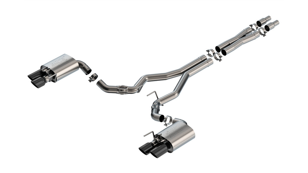 Borla 2024 Ford Mustang GT 5.0L V8 w/ Active Exhaust ATAK Cat-Back Exhaust System - Black Chrome-Borla-BOR140963BC
