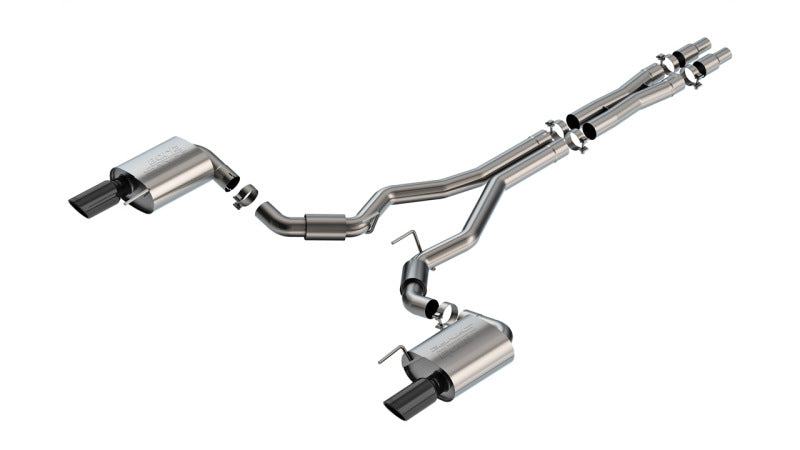Borla 2024 Ford Mustang GT 5.0L V8 w/o Active Exhaust S-Type Cat-Back Exhaust System - Black Chrome-Borla-BOR140960BC