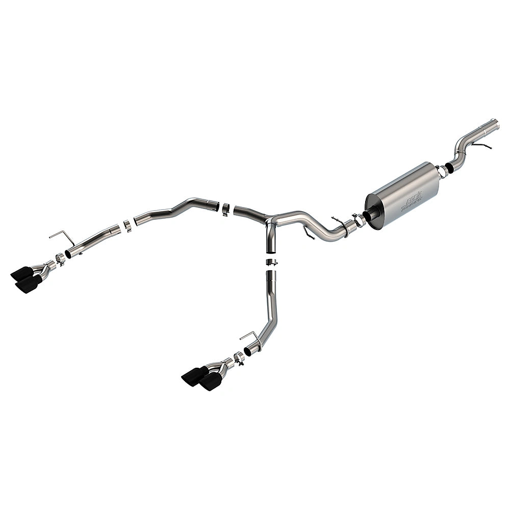 Borla 21-22 Chevrolet Tahoe 6.2L V8 2/4WD 4DR T-304 SS Touring Cat-Back Exhaust w/ Black Chrome Tips-Borla-BOR140858BC