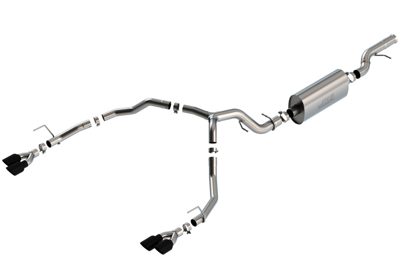 Borla 21-22 Chevrolet Tahoe 6.2L V8 2/4WD 4DR T-304 SS Touring Cat-Back Exhaust w/ Black Chrome Tips-Borla-BOR140858BC