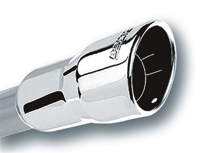 Borla 2.25in Inlet 3.5in Round Rolled Angle Cut Intercooled Outlet x 6.5in Long Embossed Tip-Borla-BOR20237