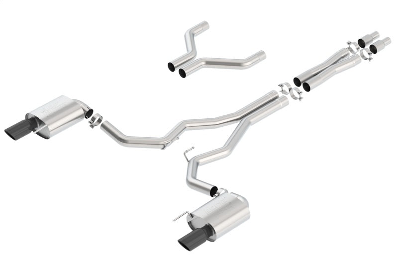 Borla Atak Cat-Back 15-17 Ford Mustang GT 5.0L V8 MT/AT 3in pipe 4in Black Chrome Tips-Borla-BOR140630BC