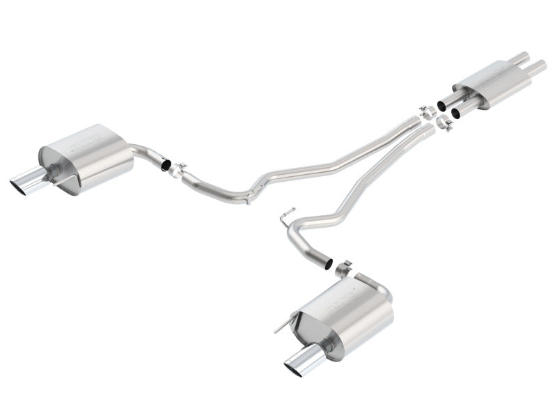 Borla Cat Back 15-17 Ford Mustang 3.7L V6 MT/AT 2.25in Pipe 4in Single Round Rolled Tips-Borla-BOR140587