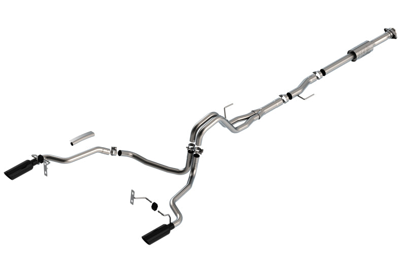 Borla F-150 2021 2.7L/3.5L 4dr CC SB EC STB Lari/King R/Plinum/LTD 3/2.25 SRE CB AK BLK CHR Tips-Borla-BOR140864BC