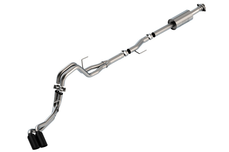 Borla F-150 2021 2.7L/3.5L 4dr CC SB EC STB Lar/KingR/Plnm/LTD 3/2.25 DSE CB S-Type BLK CHR Tips-Borla-BOR140871BC