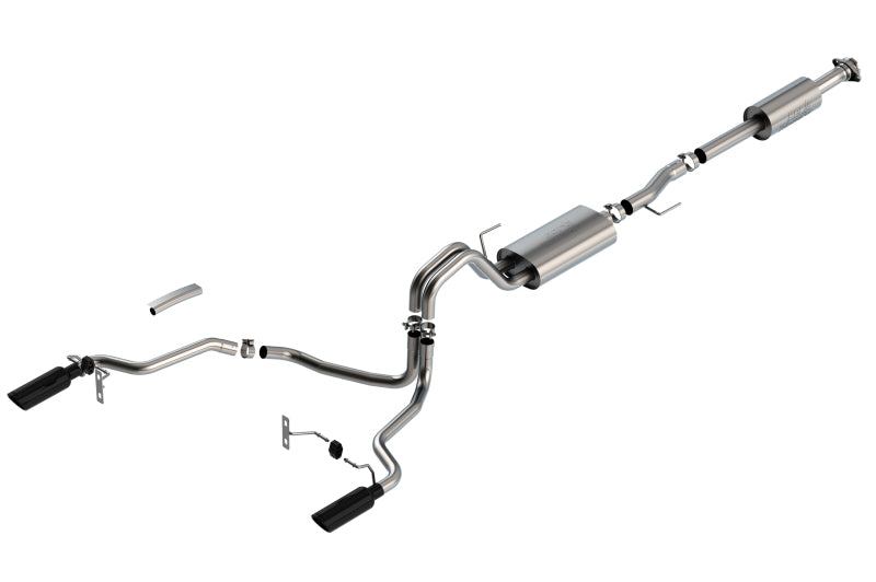 Borla F-150 2021 2.7L/3.5L 4dr CC SB EC STB Lar/KingR/Plnm/LTD 3/2.25 SRE CB Touring BLK CHR Tips-Borla-BOR140862BC