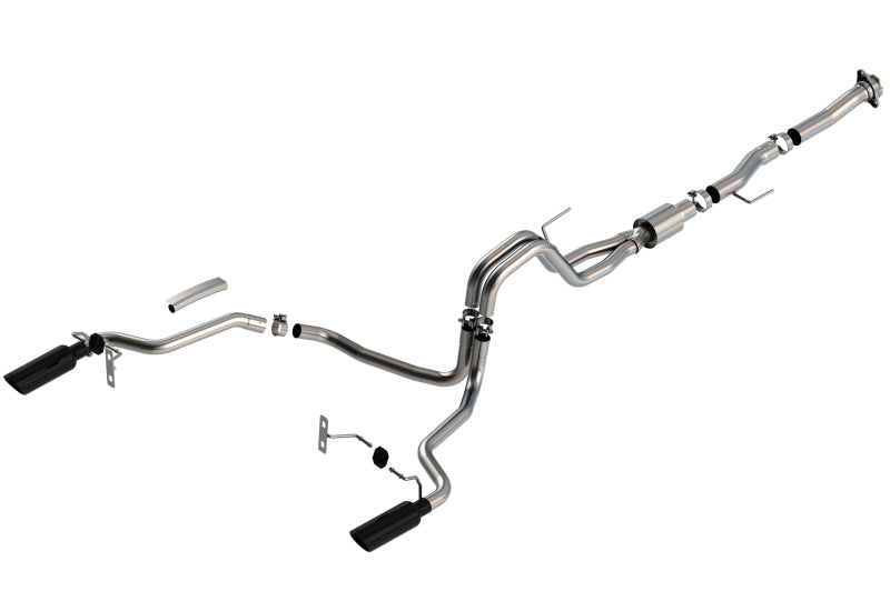 Borla F-150 2021 5.0L 2dr RC SB (122.8 WB) XL/XLT 3/2.25 SRE Cat-Back ATAK Black Chrome Tips-Borla-BOR140869BC