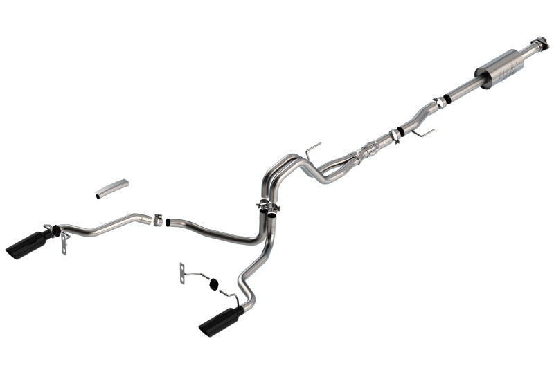 Borla F-150 2021 5.0L 4dr CC SB EC STB Lariat/KR/Platinm/LTD 3/2.25 SRE Cat-Back ATAK Black CHR Tips-Borla-BOR140867BC
