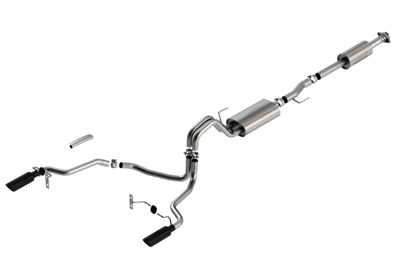 Borla F-150 2021 5.0L 4dr CC SB EC STB Lariat/KR/Pltm/LTD 3/2.25 SRE Cat-Back Touring Black CHR Tips-Borla-BOR140865BC