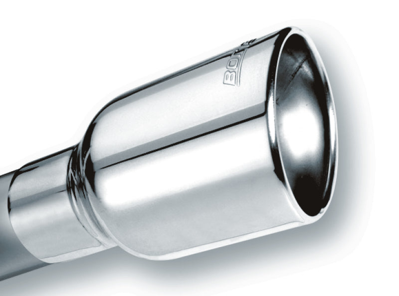 Borla Universal Polished Tip Single Oval Rolled Angle-Cut w/Clamp (inlet 2 1/2in. Outlet 4 1/4 x 3 1-Borla-BOR20155