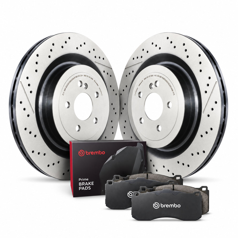 Brembo KT04525 rear brake kit with two rotors and rear brake pads for Mercedes-Benz AMG GT and SL AMG