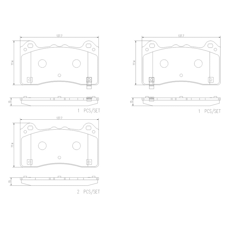 Brembo OE Brembo OE 16-18 Ford Focus PRIME Ceramic Brake Pad - Front