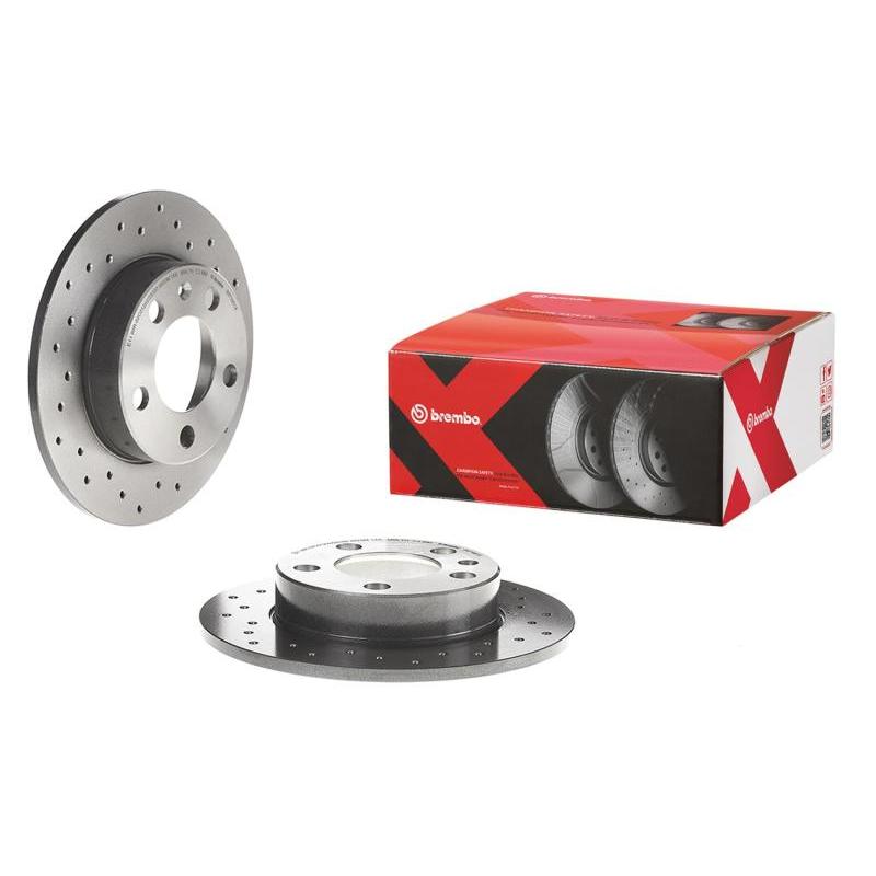 Brembo 12-18 VW GTI/16-18 Audi A3 Sportback e-tron Rear Premium Xtra Cross Drilled UV Coated Rotor - Brembo OE 08.B413.1X