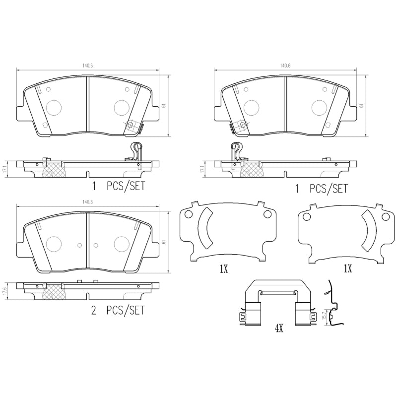 Brembo 18-21 Genesis G70/ Kia Stinger Front NAO Brake Pad - Brembo OE P30108N
