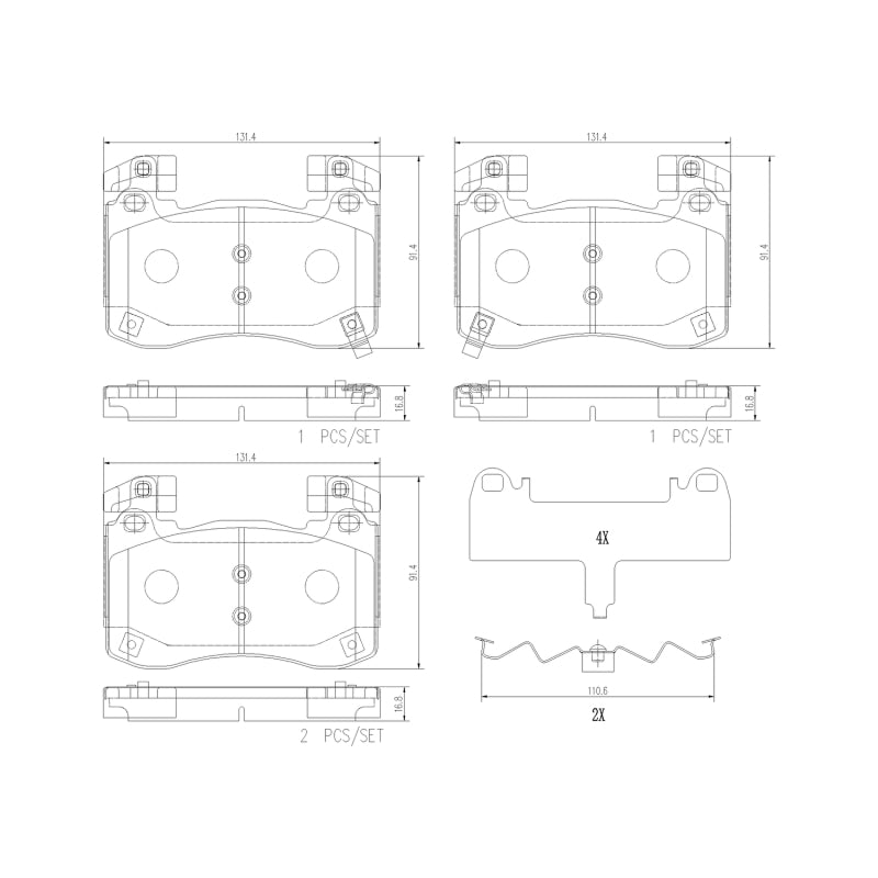 Brembo 19-22 Genesis G70/18-22 Kia Stinger Front NAO Brake Pad - Brembo OE P30113N