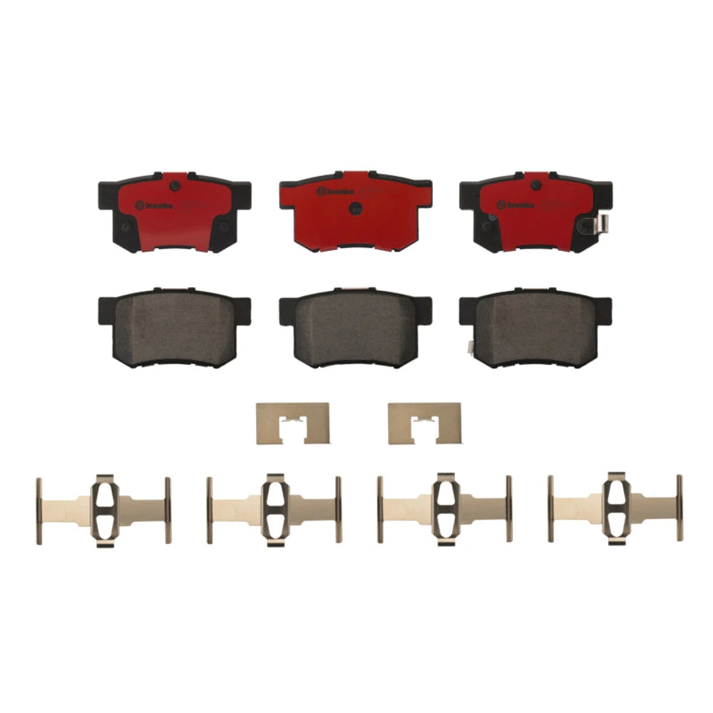 Brembo P79027N rear brake pads and installation hardware detail