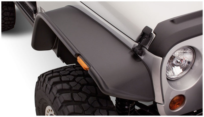 Bushwacker 07-18 Jeep Wrangler Flat Style Flares 2pc - Black - Black Ops Auto Works